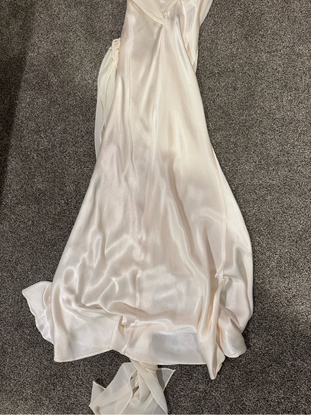 Arcina Ori Helena Chiffon-Detailed Satin Gown Ivory – Altered XS - Picture 9 of 12